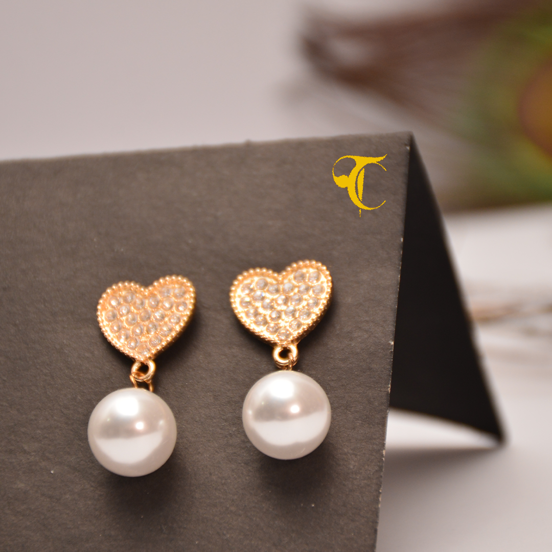 Silver/White Heart Earring